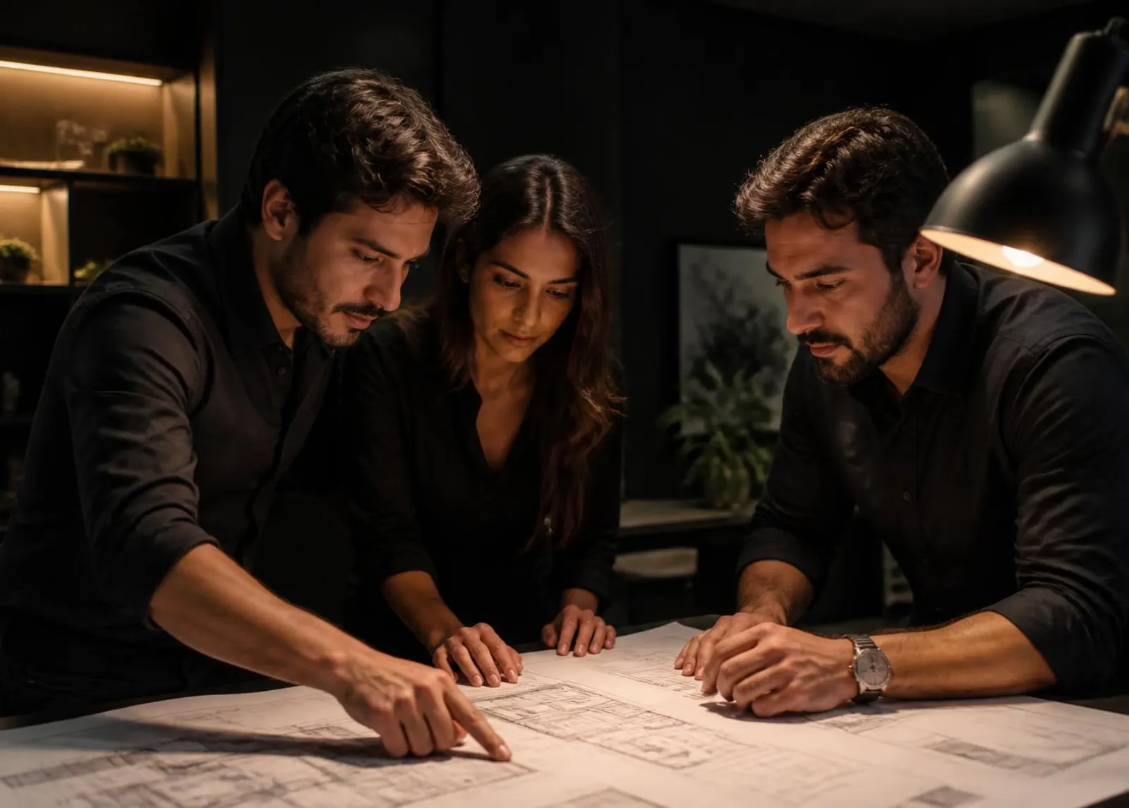 Equipe da AFAR Engenharia analisando projeto técnico em reunião
